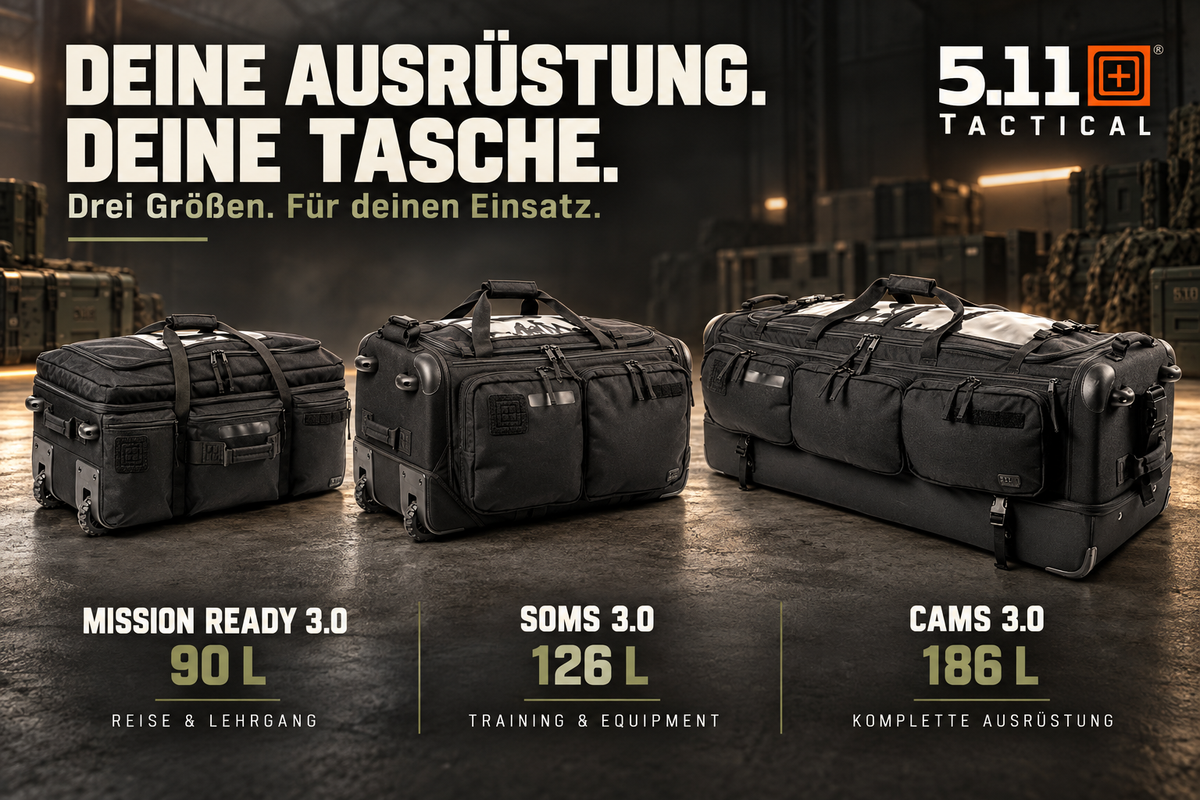 5.11 Tactical Transporttaschen im Vergleich: Mission Ready 3.0, SOMS 3.0 und CAMS 3.0