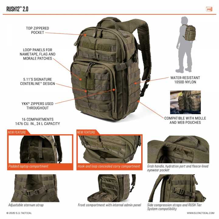 Rush 12 2.0 Rucksack 24 L kangaroo