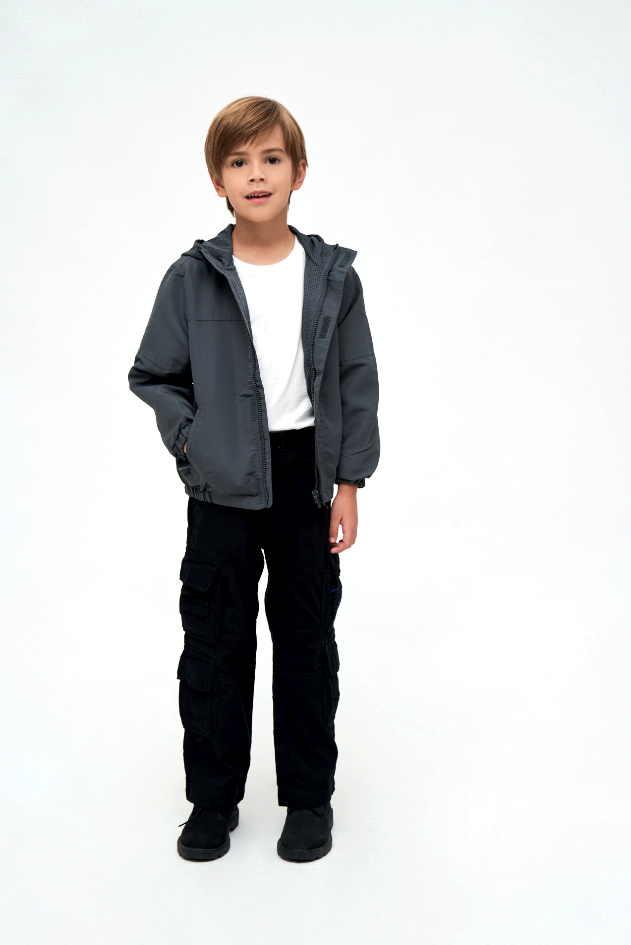 Kids Summerwindbreaker Frontzip anthracite