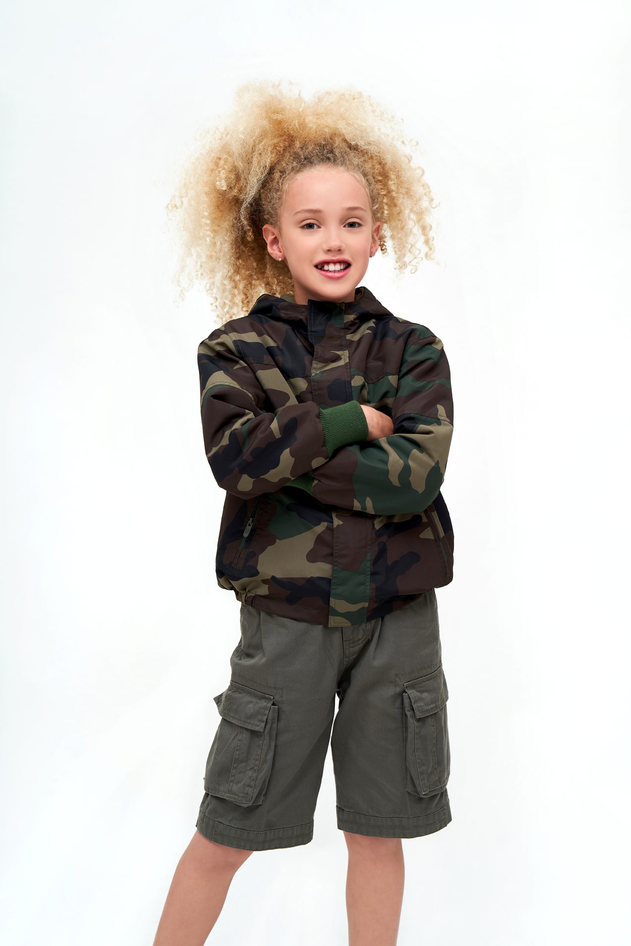 Kids Windbreaker Frontzip woodland