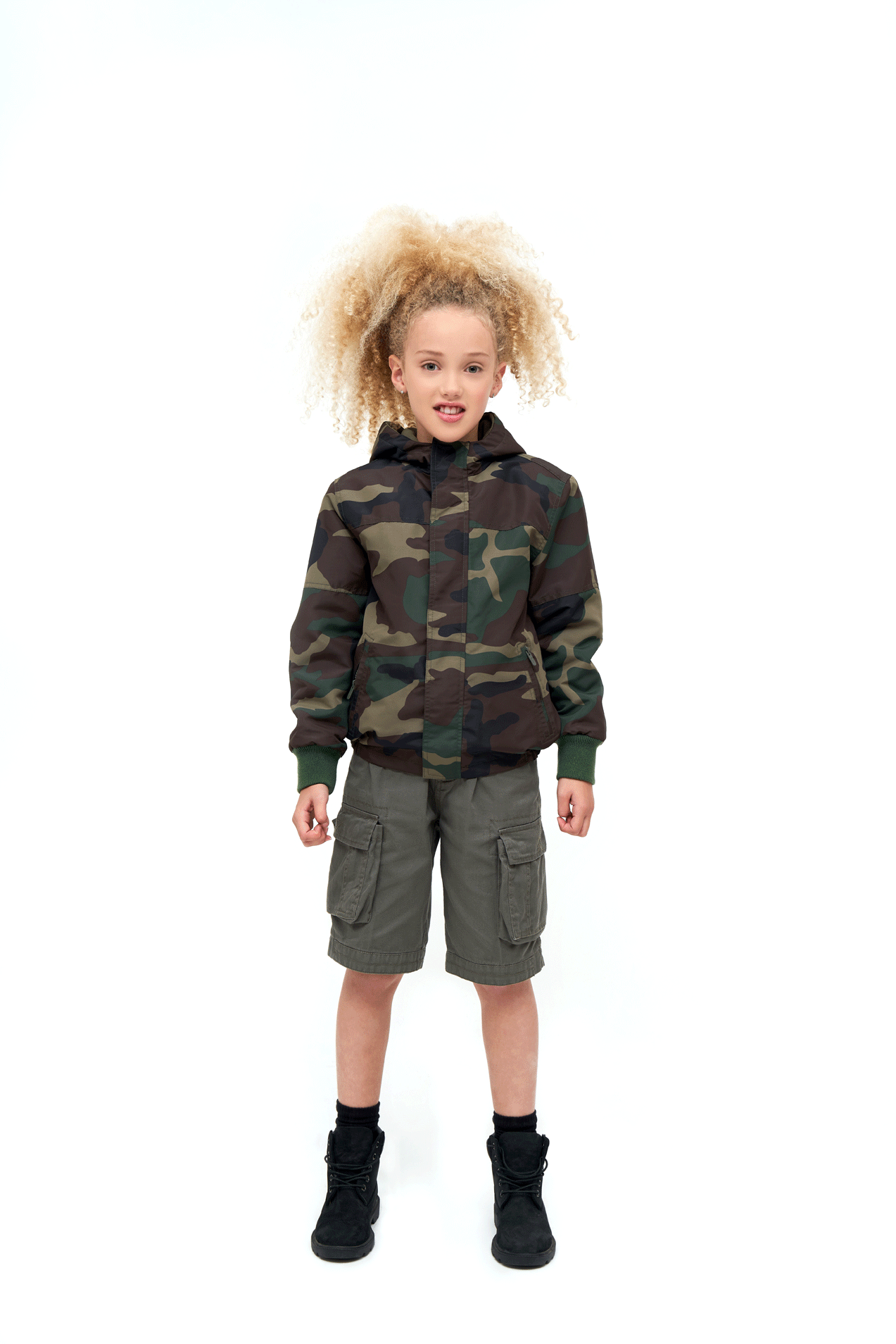 Kids Windbreaker Frontzip woodland