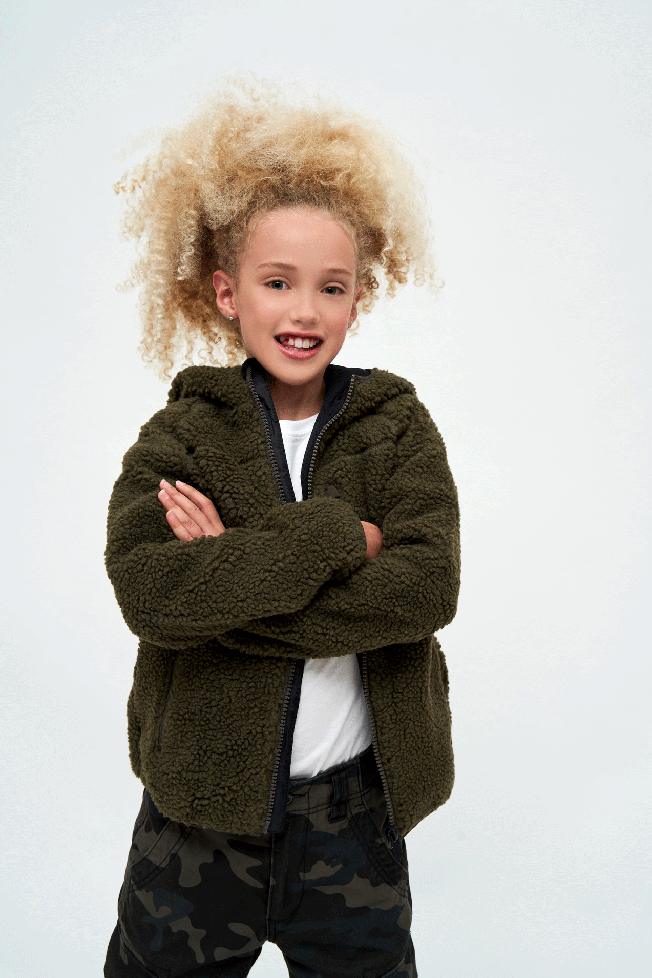 Kids Teddyfleecejacket hood olive